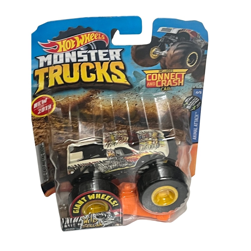 Hot Wheels Monster Trucks Boys N/A White New Animal Attack Wild Streak